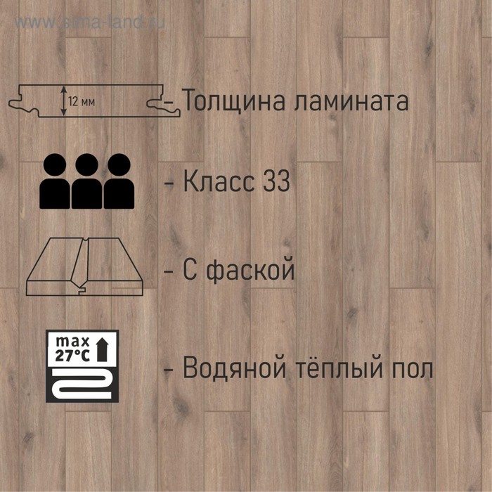 

Ламинат Tarkett DYNASTY 1233 Bourbon, 33 класс, 12 мм, 1,03 м2