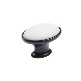 Ручка кнопка TUNDRA РК023BL LIGHT, чёрная с белой вставкой