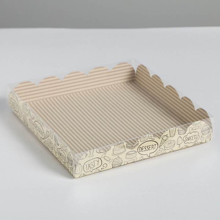 Коробка для кондитерских изделий с PVC-крышкой Desert, 18 × 18 × 3 см
