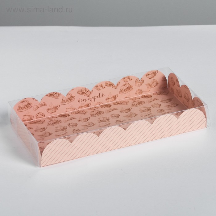 

Коробка для печенья, кондитерская упаковка с PVC крышкой, Bon appetit, 21 х 10.5 х 3 см