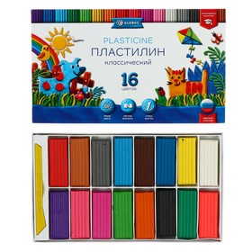 Пластилин GLOBUS «Классический», 16 цветов, 320 г, рекомендован педагогами