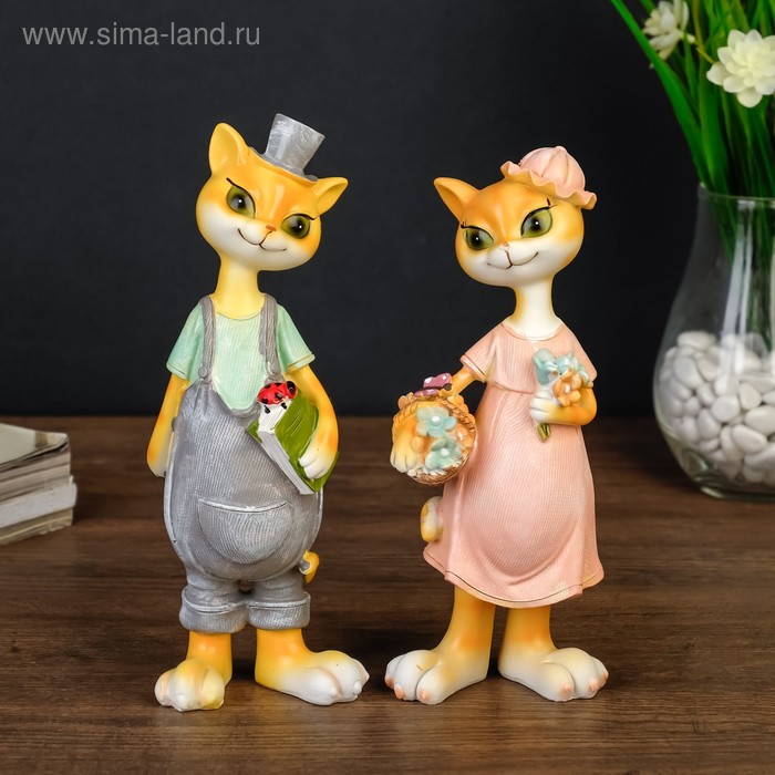 

Сувенир полистоун "Кошка с корзинкой цветов/Кот с книгой" МИКС 22,5х5,5х8 см