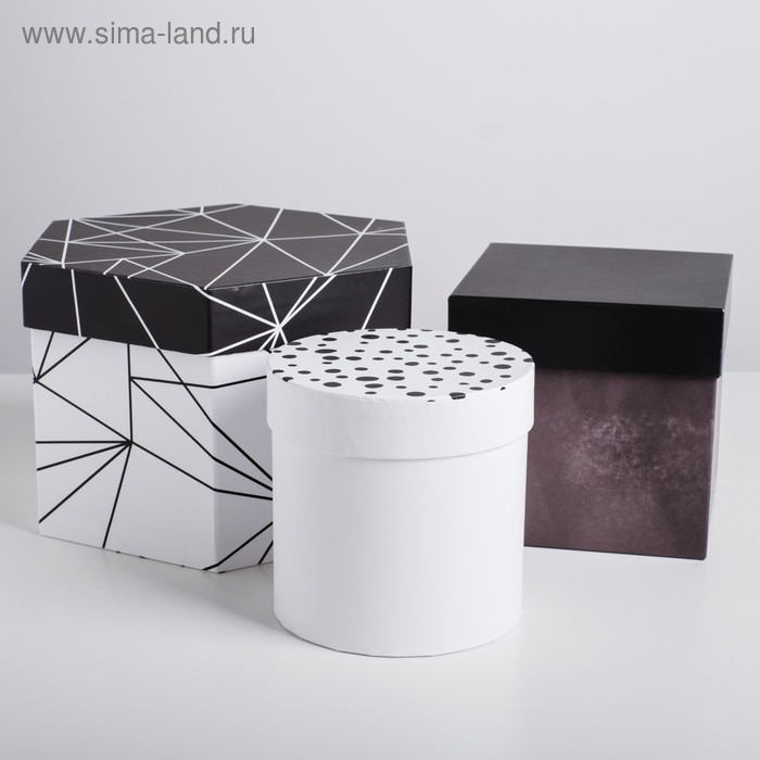 

Набор коробок 3 в 1 «ЧБ», 12 × 12 × 12 - 22,5 × 22,5 × 15 см