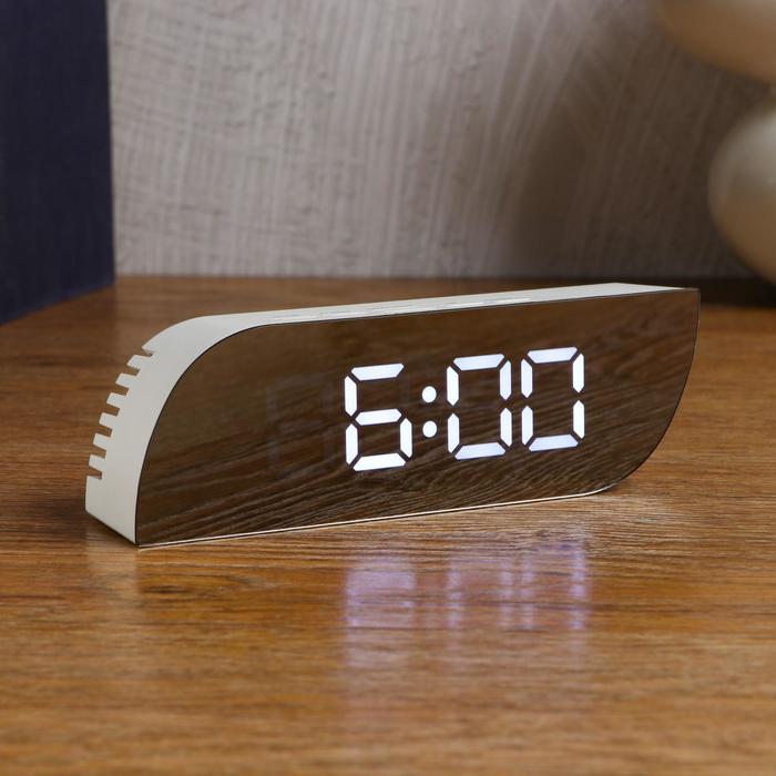 Часы-будильник электронные, календарь, термометр, 15 х 5 см, от USB