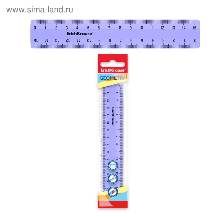 Линейка 15 см ErichKrause Pastel, фиолетовая, в флоупаке линейка 15 см erichkrause tropical микс