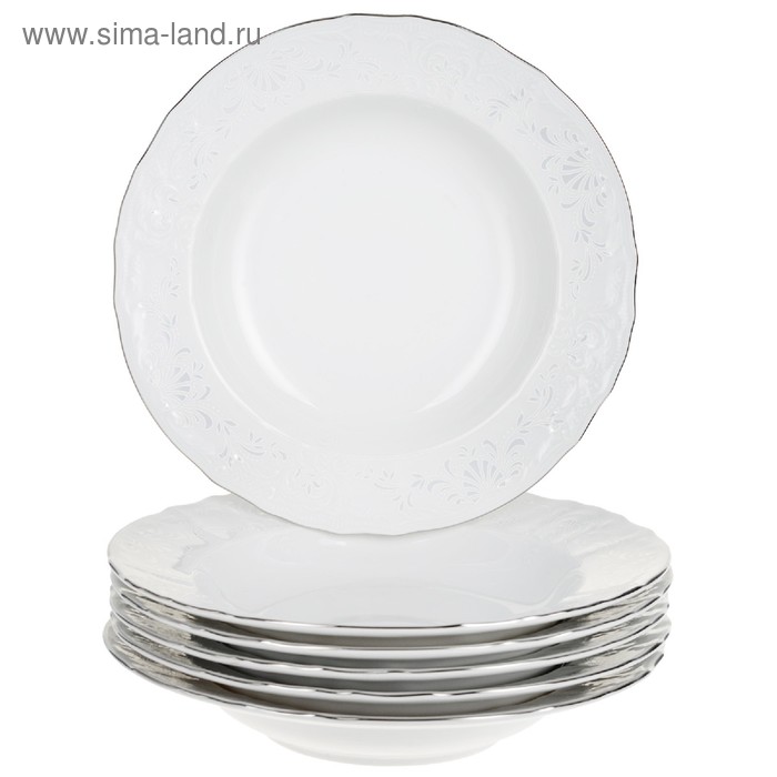 Тарелка глубокая Bernadotte, декор «Деколь, отводка платина», 23 см глубокая тарелка bernadotte гуси 23 см фарфор