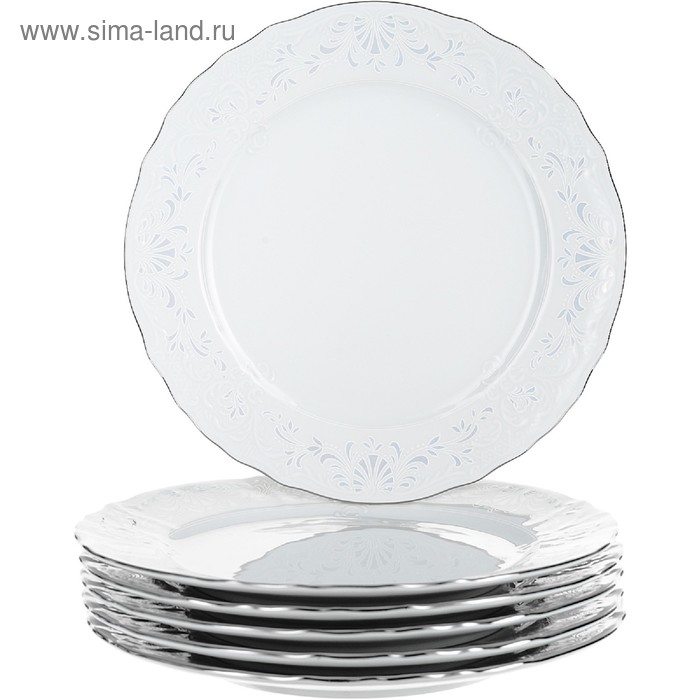 Тарелка мелкая Bernadotte, декор «Деколь, отводка платина», 21 см тарелка десертная bernadotte декор деколь отводка платина 19 см