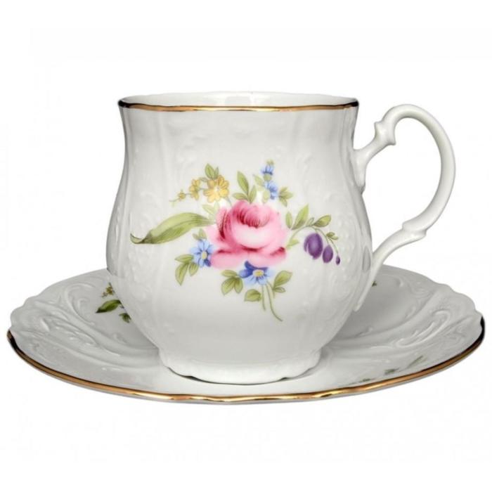 Чашка для чая 310 мл с блюдцем 160 мм Bernadotte, декор «Мейсенский букет» чашка для бульона с блюдцем 180 мм декор мейсенский букет thun1794