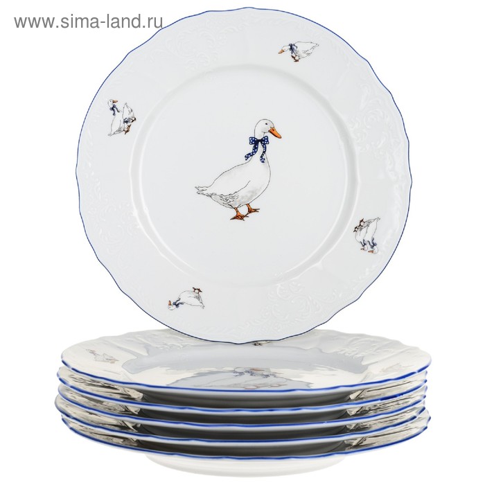 Тарелка мелкая Bernadotte, декор «Гуси», 25 см тарелка мелкая bernadotte декор охотничьи сюжеты 25 см