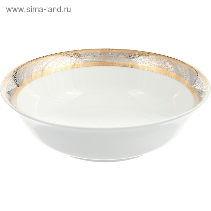 Салатник круглый Opal, декор «Широкий кант платина, золото», 23 см