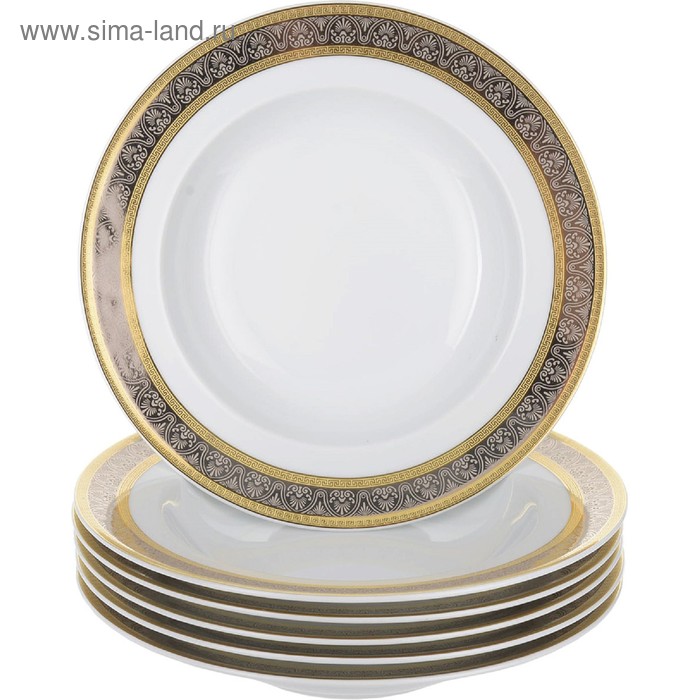Тарелка глубокая Opal, декор «Широкий кант платина, золото», 22 см блюдо овальное opal декор широкий кант платина золото 36 см