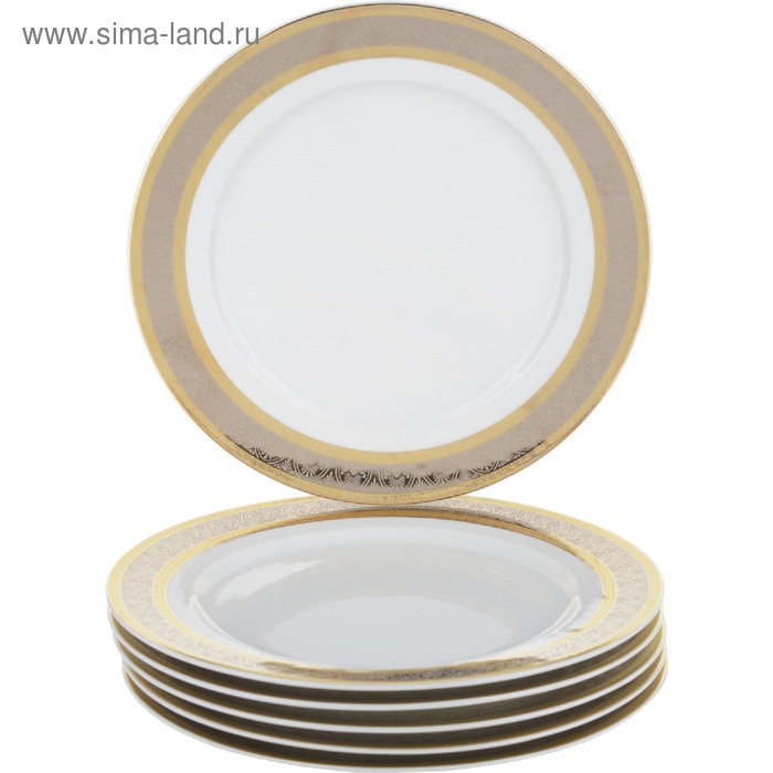 Тарелка десертная Opal, декор «Широкий кант платина, золото», 21 см