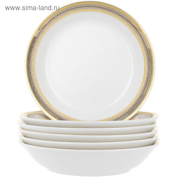 Тарелка для супа Opal, декор «Широкий кант платина, золото», 19 см