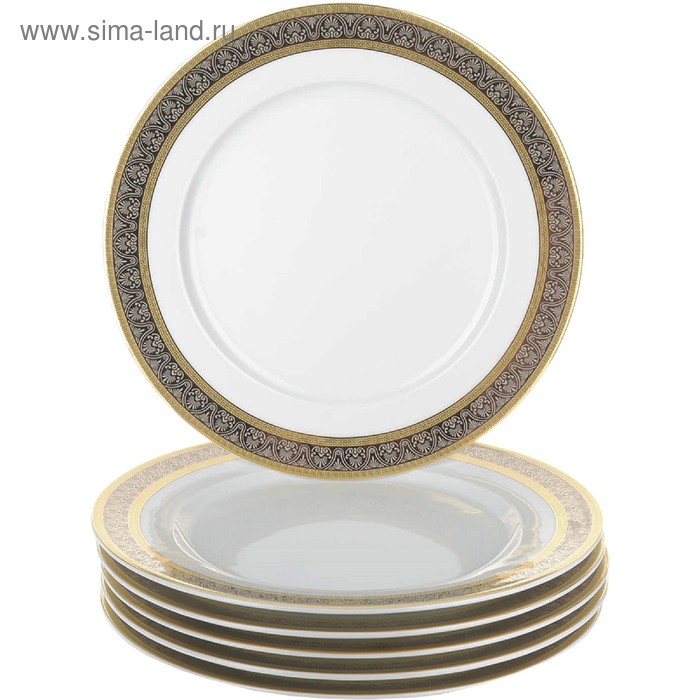 Тарелка мелкая Opal, декор «Широкий кант платина, золото», 25 см