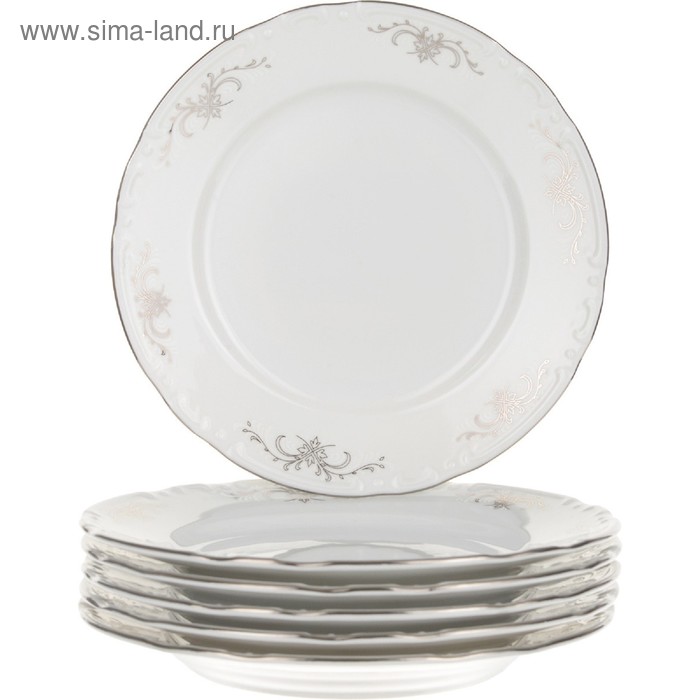 Тарелка десертная Constance, декор «Серый орнамент, отводка платина», 17 см