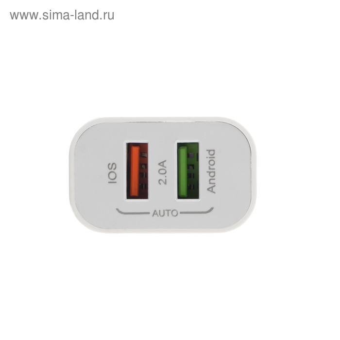 фото Сетевое зарядное устройство luazon lcc-96, 2 usb, 2 a, кабель lightning, белое luazon home