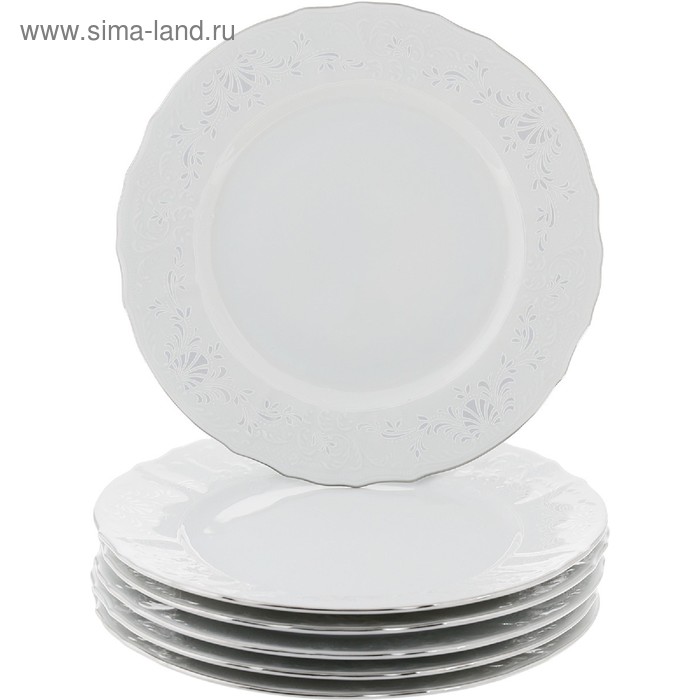 Тарелка мелкая Bernadotte, декор «Деколь, отводка платина», 25 см набор тарелок bernadotte деколь отводка платина 25 см 6 шт