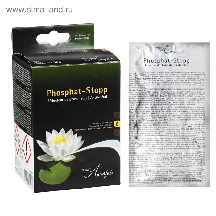 Средство для снижения уровня фосфата Phosphat-Stopp Planet Aquafair 4 шт по 50 г 185₽