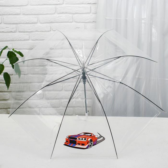 Зонт детский «Машинка» прозрачный 90 см