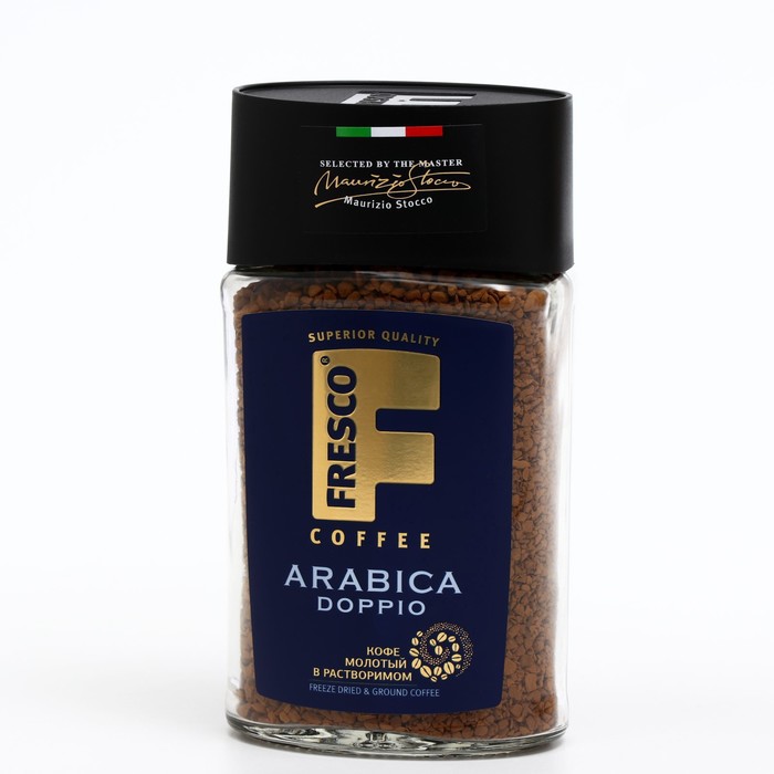 кофе растворимый fresco arabica blend сублимированный 100 г Кофе FRESCO doppio растворимый, сублимированный с молотым, 100 г