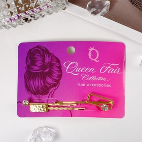 

Невидимка для волос "Трио перфект" (набор 3 шт) 5,5 см, геометрия, золото