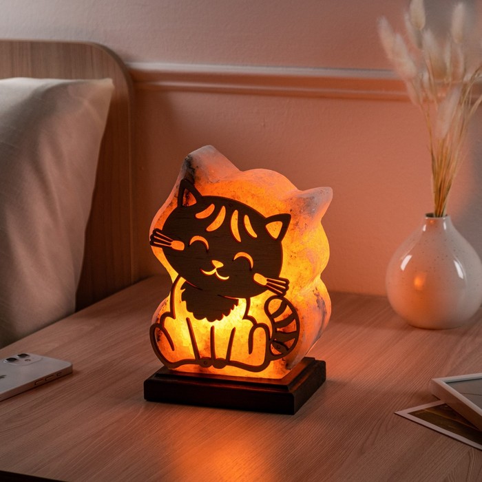 фото Соляная лампа "панно котик", 21 см ваше здоровье