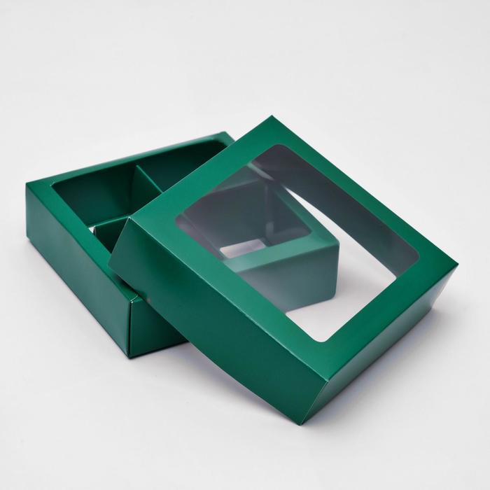 

Коробка для конфет, с окном, изумрудная, 12,5 х 12,5 х 3,5 см