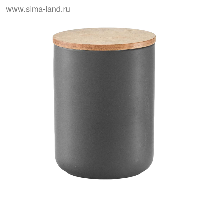 Банка для хранения продуктов 1150 мл,12×16 см, керамика/бамбук, антрацит