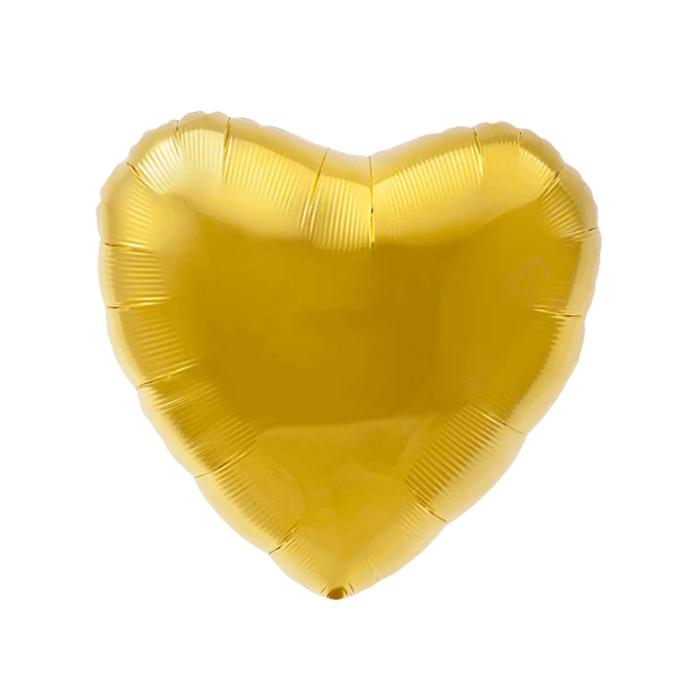 Шар фольгированный 30, сердце, цвет золотой