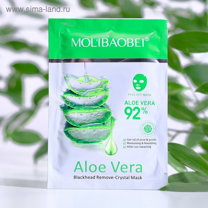 фото Маска для лица с экстрактом алоэ вера, 20 мл mol'ibaobei