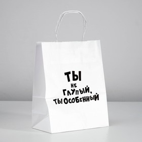

Пакет подарочный с приколами «Ты не глупый, ты особенный», 24 х 14 х 30 см