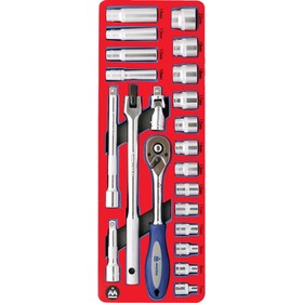 

Набор торцевых головок 3/8” с принадлежностями, ложемент, 22 предмета