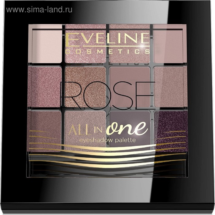 

Тени для век Eveline All In One № 02 rose, 12 оттенков