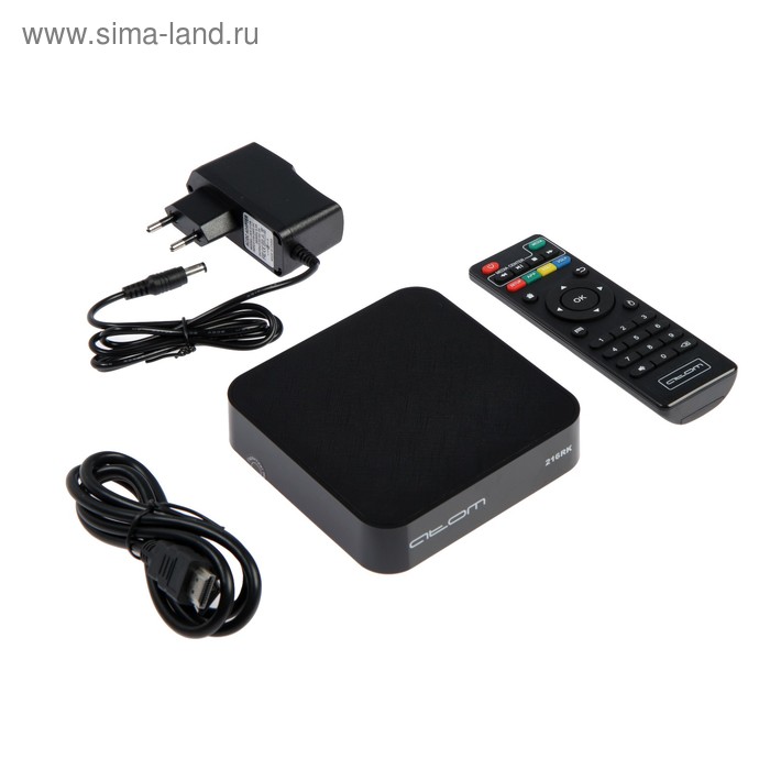 Приставка Смарт ТВ Atom-216RK, 2 Гб, 16 Гб, Android, 4К, Wi-Fi, Bluetooth, HDMI-кабель