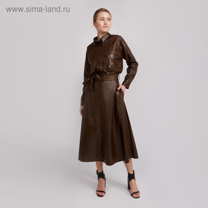 

Юбка женская MINAKU: Leather look, цвет коричневый, размер 48