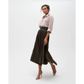 

Юбка женская гофре MINAKU: Leather look, цвет оливковый, размер 42