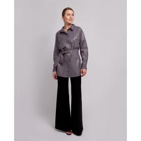 

Рубашка женская MINAKU: Leather look, цвет серый, размер 48