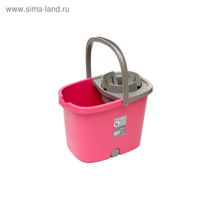 Ведро APOLO с отжимом и роликами, цвет розовый, 16 л ведро для мытья полов wiper cover с отжимом с роликами