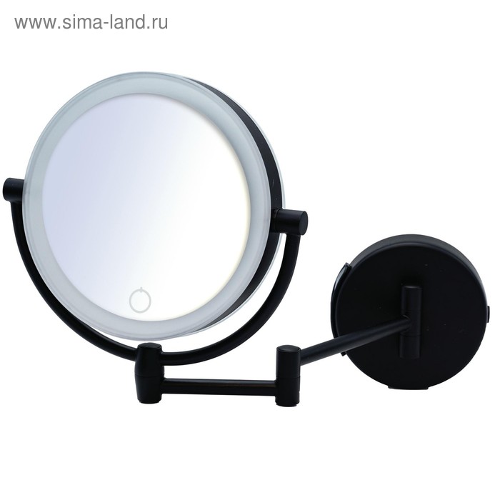 Зеркало косметическое подвесное Shuri RIDDER, LED, сенсор, USB, цвет чёрный, 1х/5х-увеличение цена и фото
