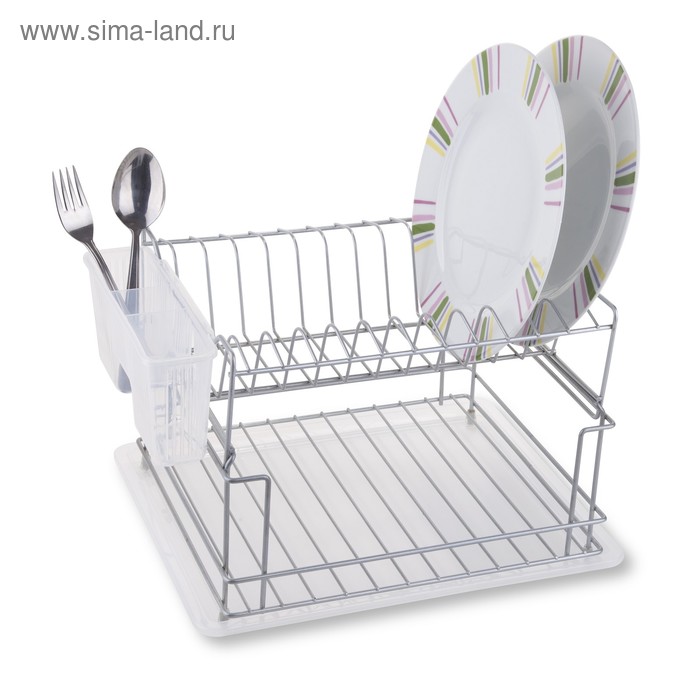 Сушилка для посуды и приборов, настольная, с поддоном, цвет хром, KB010 сушилка для посуды tekno tel kb010 хром