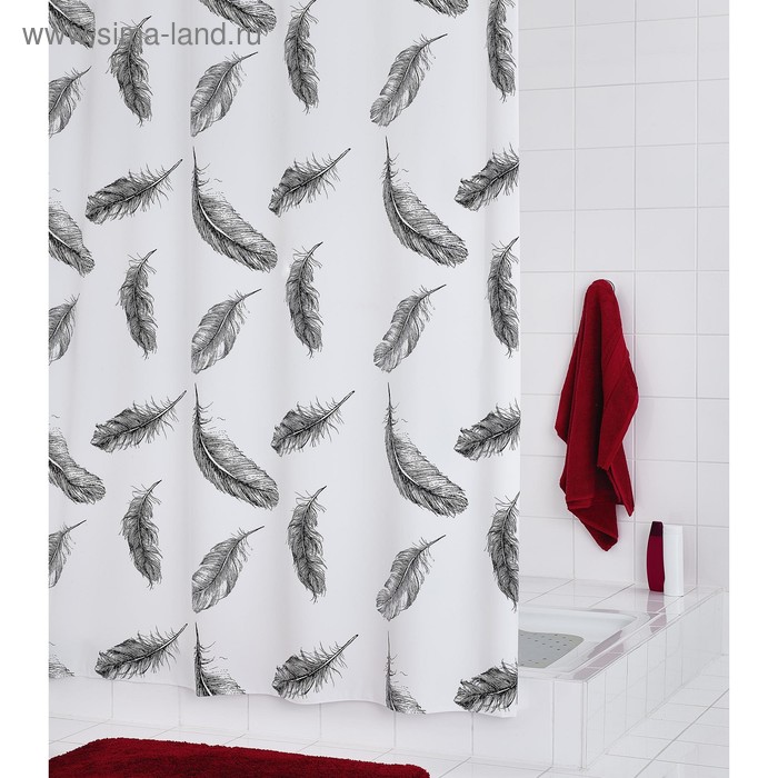 фото Штора для ванных комнат romantic, цвет белый/чёрный, 180х200 см ridder