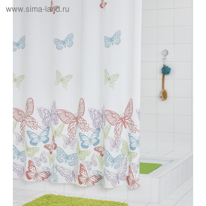 фото Штора для ванных комнат papillon, полупрозрачная, 180х200 см ridder