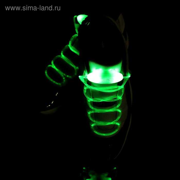 фото Светодиодные шнурки, 80 см, от 2 х cr2032, 3 режима, цвет свечения зеленый