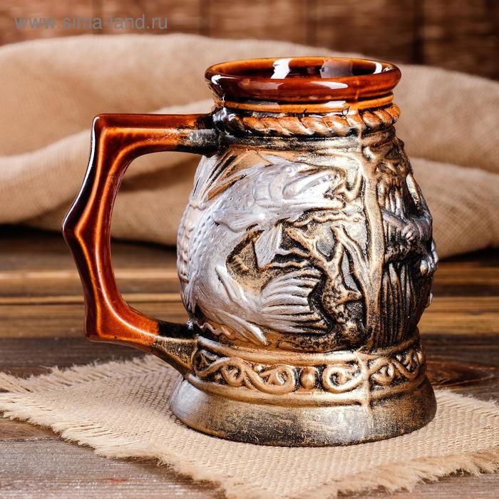

Пивная кружка "Щука", бронза, керамика, 0.7 л, микс