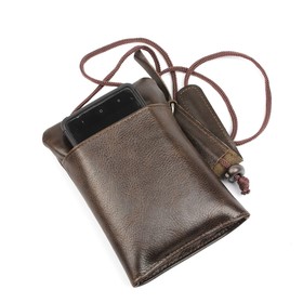 

Кошелек-турконверт, ремешок на шею, коричневый, тёмный крек