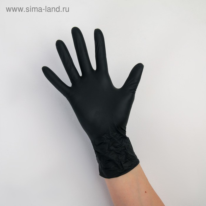фото Перчатки нитриловые, размер s, 8 гр, 100 шт/уп, цвет чёрный a.d.m.