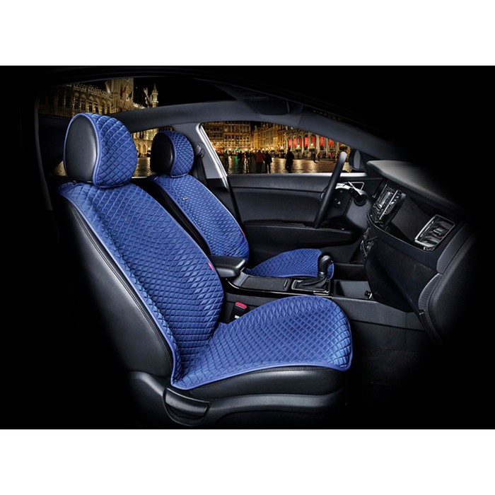 Накидки Palermo, на передние сиденья, текстиль, синий, 2 шт накидки на передние сиденья автомобиля черные велюр в полоску