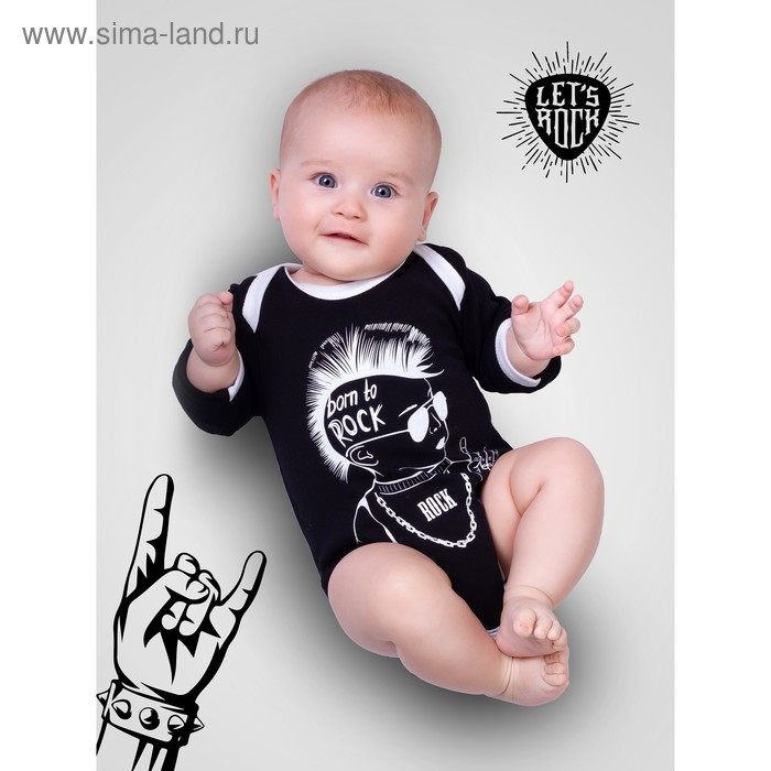 

Боди детское с длинным рукавом ROCK BABY 1 BORN TO ROCK, рост 74 см