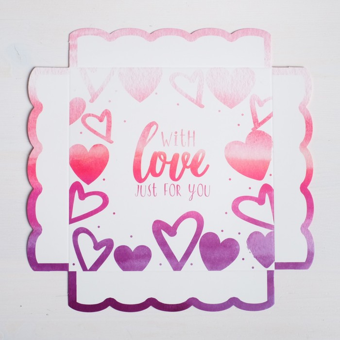 Коробка для кондитерских изделий с PVC-крышкой With love, 15 × 15 × 3 см