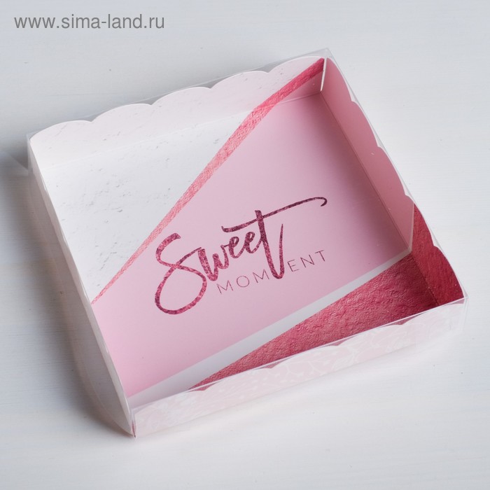 

Коробка для печенья, кондитерская упаковка с PVC крышкой, Sweet moment, 15 х 15 х 3 см